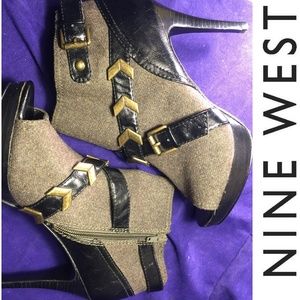 Nine West 'Campaign' Peep Toe Booties-Size 8.5